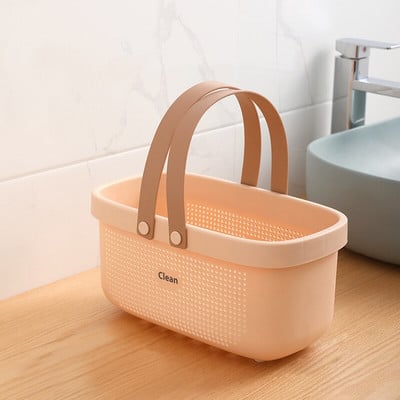 Nešiojamas laikymo krepšelis, vonios krepšelis, rotango austa plastikinė vonios kambario laikymo dėžutė, užkandžiai, kosmetika, skalbinių laikymo dėžutė