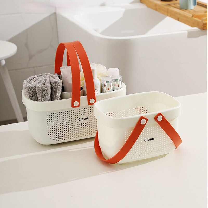 Nešiojamas laikymo krepšelis, vonios krepšelis, rotango austa plastikinė vonios kambario laikymo dėžutė, užkandžiai, kosmetika, skalbinių laikymo dėžutė