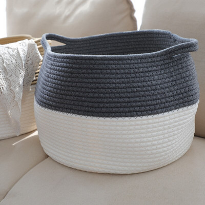 Coș cu flori țesute frânghie de bumbac ghiveci de depozitare rotund pentru decorarea casei spălătorie cutie mare coșuri din bambus pentru organizarea rattan