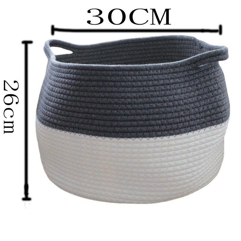 Coș cu flori țesute frânghie de bumbac ghiveci de depozitare rotund pentru decorarea casei spălătorie cutie mare coșuri din bambus pentru organizarea rattan