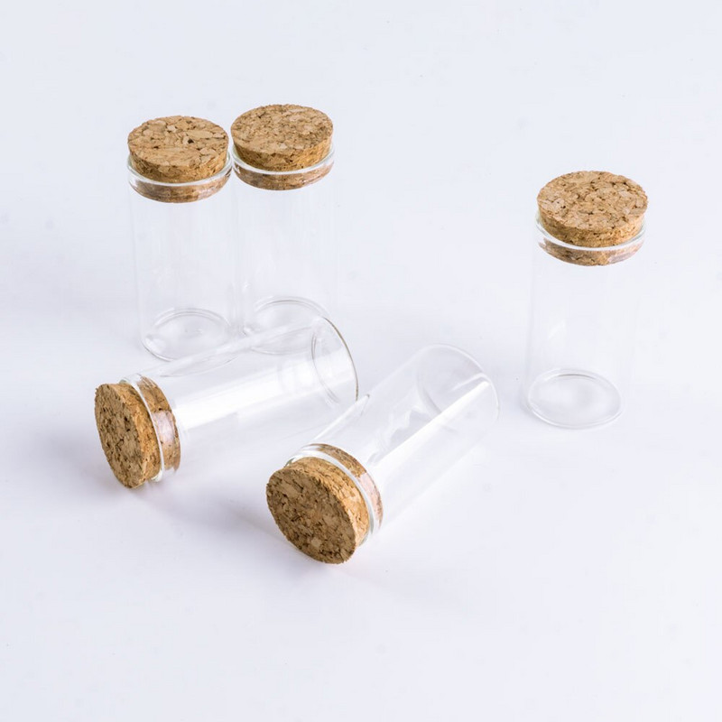 25 ml-es barkácsolás mini kívánságüveg palackok parafa dugós 30*60 mm-es apró átlátszó üres tégelyek kézműves ajándéküveg üvegek