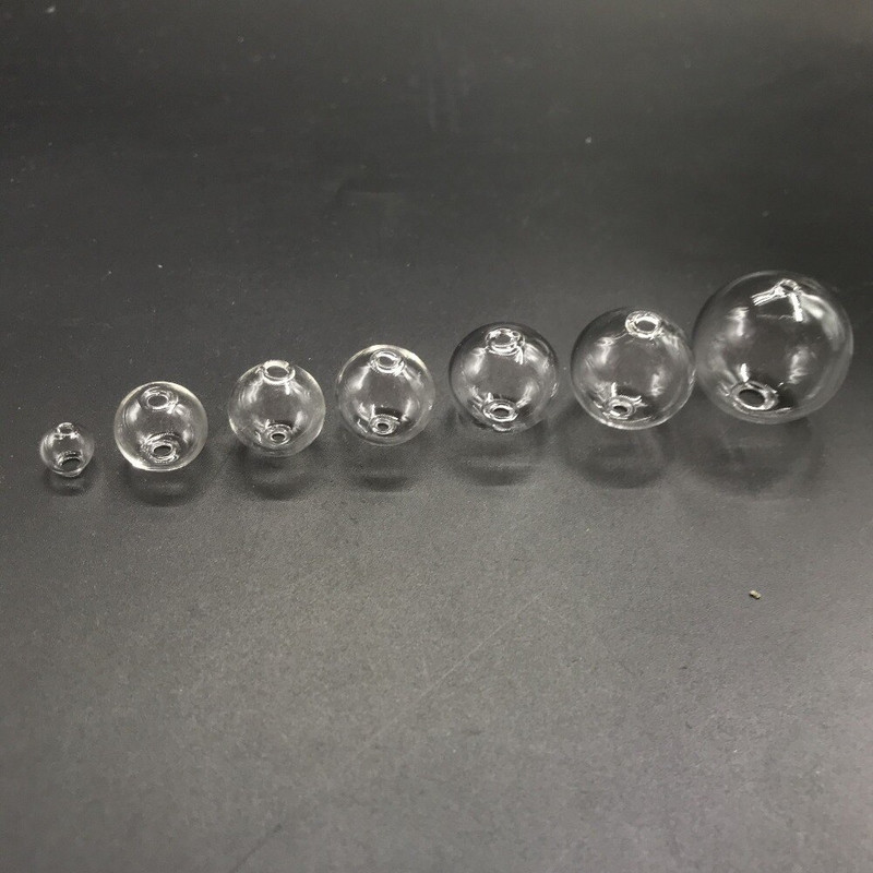 10db 6-30mm-es Mini Lightbulb Globe Üvegbuborékos kerek golyó dupla lyukkal Diy üreges üveggömbök fiola medálok ékszerleletek
