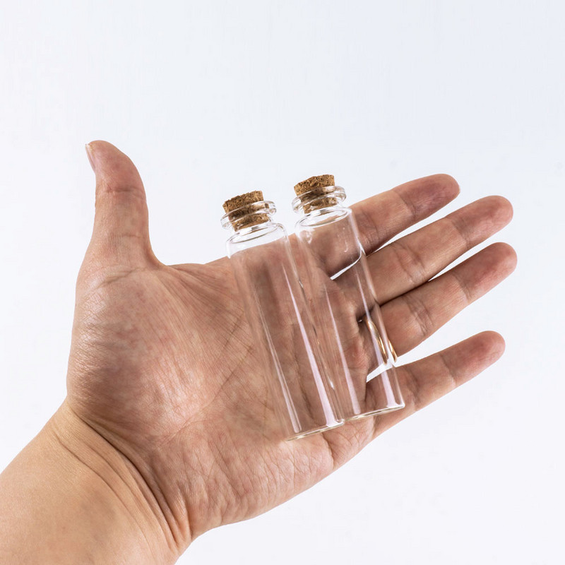 12db Mini Átlátszó Üveg Kívánság Üveg Üzenet Palack parafa dugóval Esküvői dekorációs flakon 22x80mm 20ml