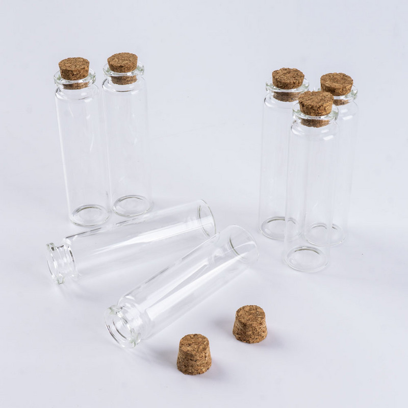 12db Mini Átlátszó Üveg Kívánság Üveg Üzenet Palack parafa dugóval Esküvői dekorációs flakon 22x80mm 20ml