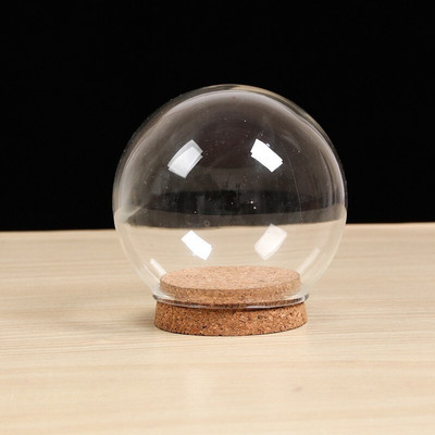 2 kompleta/paket Okrugla mala staklena kupolasta vaza Dekoracija doma Plutena baza Prozirna navlaka Rekvizit za vjenčanje DIY Poklon