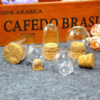 Δωρεάν αποστολή Διάμετρος=5cm Mini Size Cork Base Glass Dome Dry Flower Storage Bottle DIY Tube Vase Friend