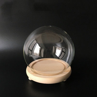 Átmérő = 10 cm Kis méretű, kerek alakú üvegkupola váza lakberendezési fekete alap átlátszó borító esküvői kellék barát ajándék