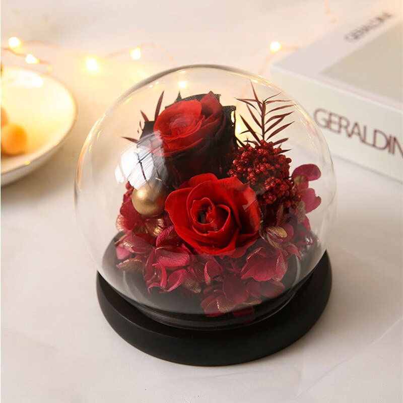 Átmérő = 10 cm Kis méretű, kerek alakú üvegkupola váza lakberendezési fekete alap átlátszó borító esküvői kellék barát ajándék