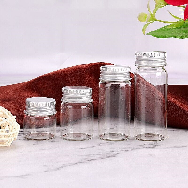 10db 7ml 12ml 20ml 25ml üvegpalack átlátszó palackok karácsonyi tároló palackok csavaros kupakkal esküvői születésnapi parti dekorációhoz