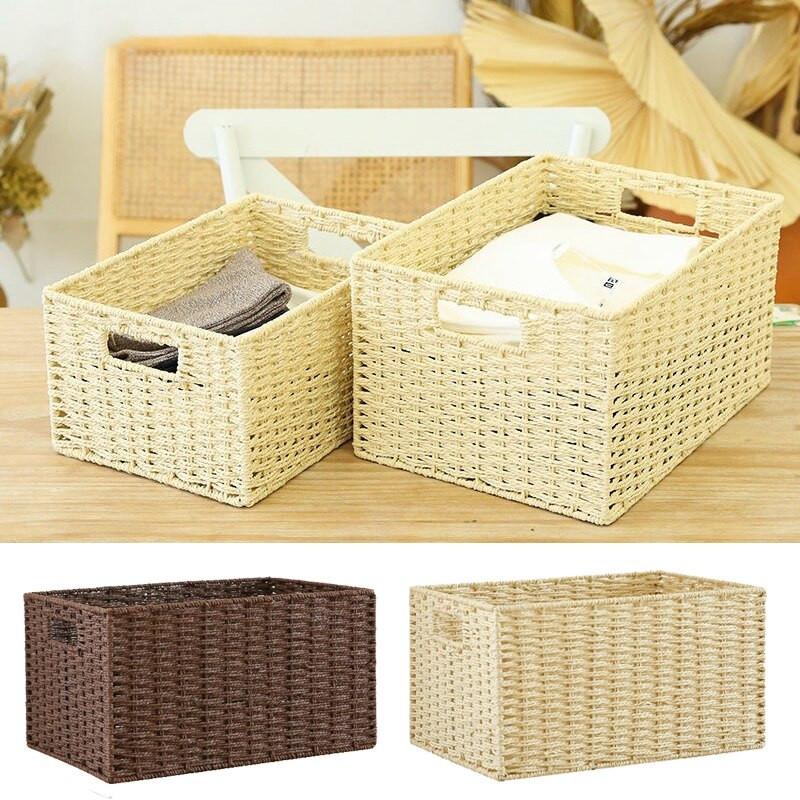 Szőtt tároló kosár vaskeret egyszerű egyéb termékek Szervező kosár hálószoba szekrény Ruhatároló doboz Uzsonnajáték rendszerező doboz