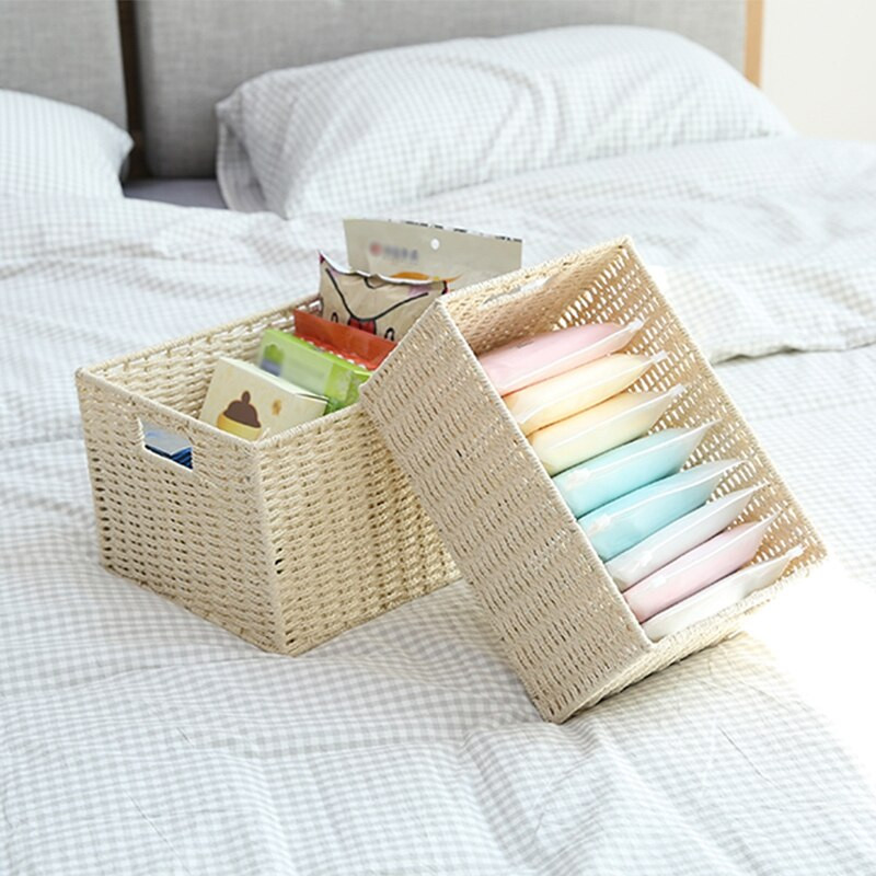 Szőtt tároló kosár vaskeret egyszerű egyéb termékek Szervező kosár hálószoba szekrény Ruhatároló doboz Uzsonnajáték rendszerező doboz