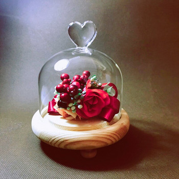 10*8cm Heart Top Glass Dome Vase Home Deocration Βάση κορμού με τρία πόδια Διαφανές κάλυμμα Wedding Live Prop DIY δώρο γενεθλίων