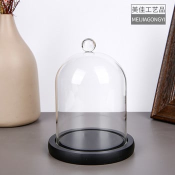 9*11cm Μικρού μεγέθους Μπάλα Top Glass Dome Vase Home Deocration Επίπεδη μαύρη βάση Διαφανές κάλυμμα Γάμος Live Prop Δώρο γενεθλίων