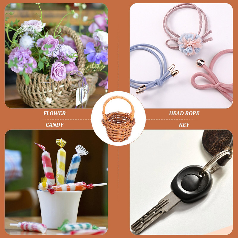 10 vnt mažų gėlių krepšelis, rankinis austas buitinio biuro dekoro krepšelis stalinio kompiuterio laikymo baldų dekoravimo krepšelis