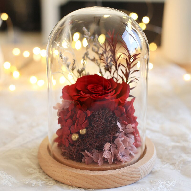 10*15cm közepes méretű üvegkupola váza otthoni asztaldíszítés antik rönk alap átlátszó borító esküvői kellék születésnapi barátnak