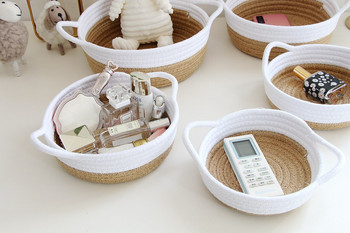 Μονόχρωμο βαμβακερό σχοινί Key Sundries Storage Baskets Organizer για καλλυντικά αποθήκευση παιχνιδιών Καλάθι Διακόσμηση σπιτιού