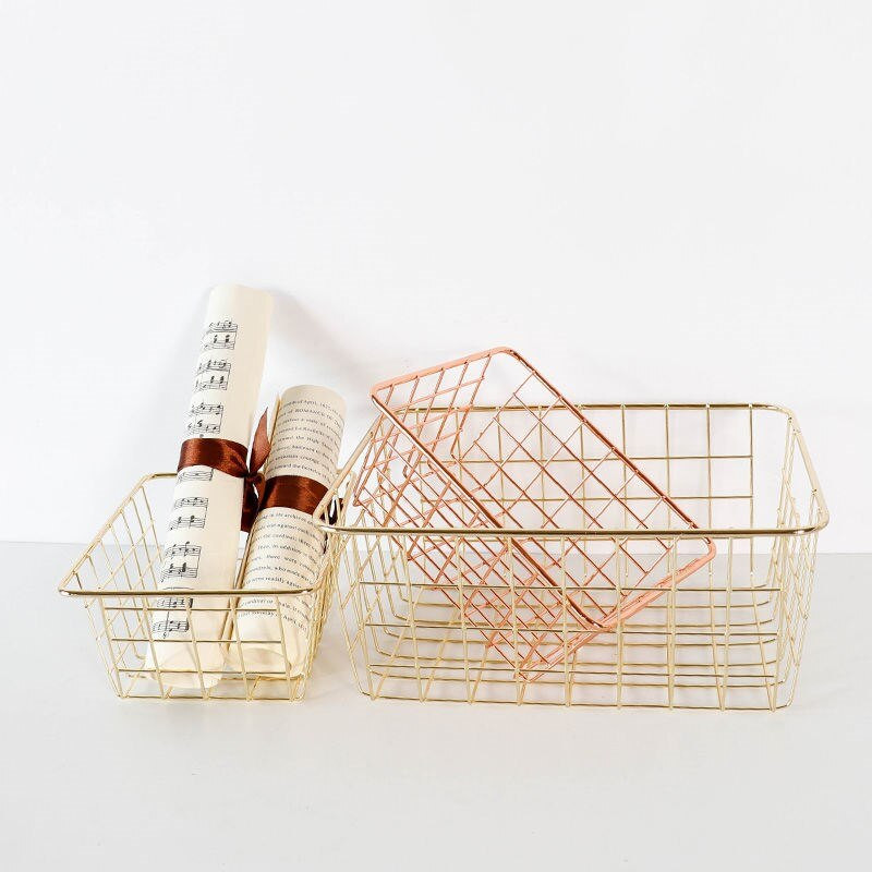 1 db Rose Gold tárolókosár irodai asztali egyéb kiegészítők befejező fém sminkecsetek tartó kozmetikumok rendező aranykosár