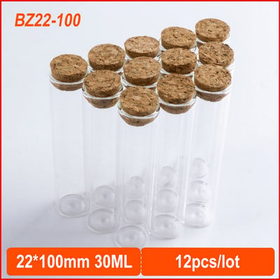 30 ml-es üres palack parafa dugóval Mini barkácsolás átlátszó tároló üvegpalack dekoratív kívánságüveg 22*100mm