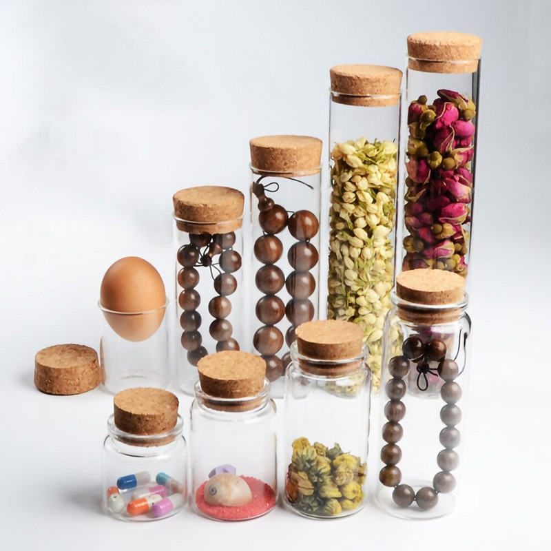 30 ml-es üres palack parafa dugóval Mini barkácsolás átlátszó tároló üvegpalack dekoratív kívánságüveg 22*100mm