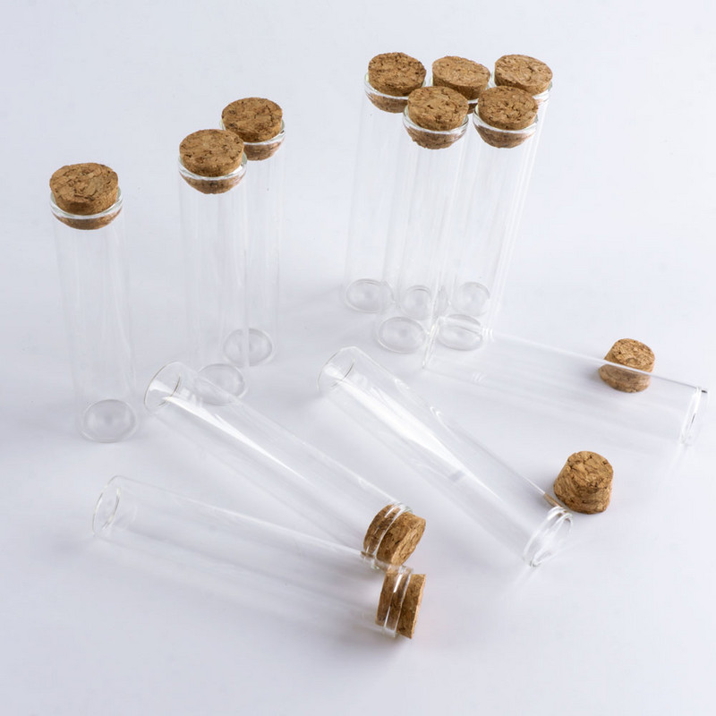 30 ml-es üres palack parafa dugóval Mini barkácsolás átlátszó tároló üvegpalack dekoratív kívánságüveg 22*100mm
