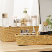 Χειροποίητα υφαντά κουτιά αποθήκευσης Ψάθινα καλάθια αποθήκευσης Ορθογώνια καλλυντικά Gadgets Παιχνίδια Καλάθι Δοχείο Οργάνωση μπάνιου σπιτιού