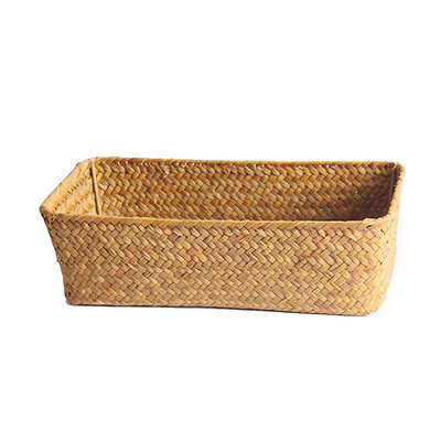 Χειροποίητα υφαντά κουτιά αποθήκευσης Ψάθινα καλάθια αποθήκευσης Ορθογώνια καλλυντικά Gadgets Παιχνίδια Καλάθι Δοχείο Οργάνωση μπάνιου σπιτιού