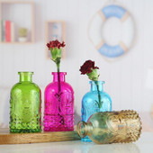 1db Vintage üveg virágüveg váza átlátszó Faragott kerek üvegváza Aromaterápiás hidroponikus váza otthoni üvegedény dekoráció