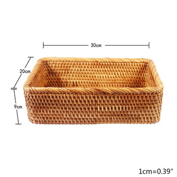 Правоъгълна ръчно плетена кошница от ратан Съхранение на бонбони Поднос за пикник Храна Съдове за хляб Многофункционално сушене Съхранение на храна Кутия за боклук