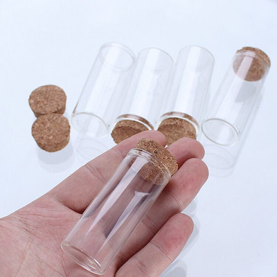 5db 40ml 50ml 60ml 80ml átlátszó tubus üvegpalack üres tégelyek parafa dugós fiola Esküvői lakberendezési barkácsolás kívánság üvegek