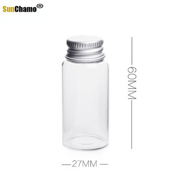 12бр. 8ML 15ML 20ML 25ML Стъклени бутилки с алуминиеви капаци Малки мини бурканчета 4 размера U-pick Прозрачна бутилка за желания