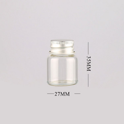 12db 8ml 15ml 20ml 25ml üveg palackok alumínium fedelű kis mini üvegek 4 méretű U-pick átlátszó kívánságpalack