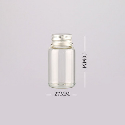 12db 8ml 15ml 20ml 25ml üveg palackok alumínium fedelű kis mini üvegek 4 méretű U-pick átlátszó kívánságpalack