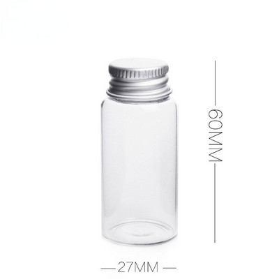 12db 8ml 15ml 20ml 25ml üveg palackok alumínium fedelű kis mini üvegek 4 méretű U-pick átlátszó kívánságpalack