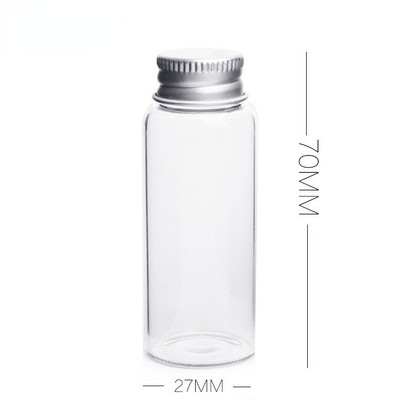 12db 8ml 15ml 20ml 25ml üveg palackok alumínium fedelű kis mini üvegek 4 méretű U-pick átlátszó kívánságpalack