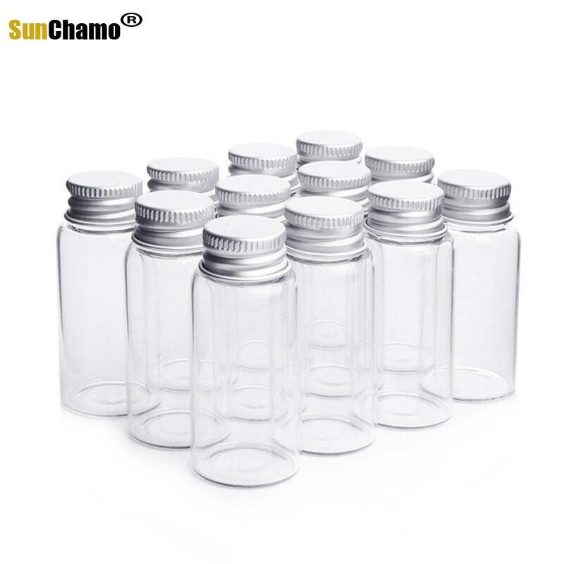 12db 8ml 15ml 20ml 25ml üveg palackok alumínium fedelű kis mini üvegek 4 méretű U-pick átlátszó kívánságpalack