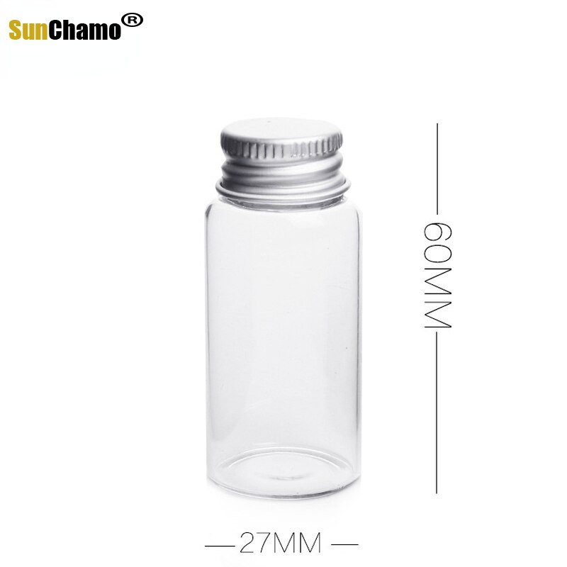 12db 8ml 15ml 20ml 25ml üveg palackok alumínium fedelű kis mini üvegek 4 méretű U-pick átlátszó kívánságpalack