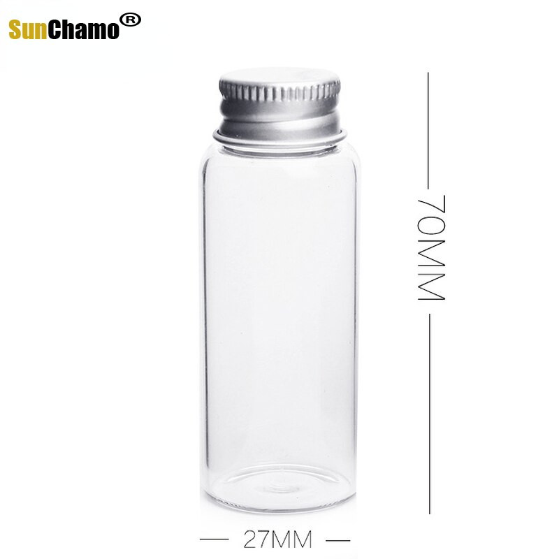12db 8ml 15ml 20ml 25ml üveg palackok alumínium fedelű kis mini üvegek 4 méretű U-pick átlátszó kívánságpalack