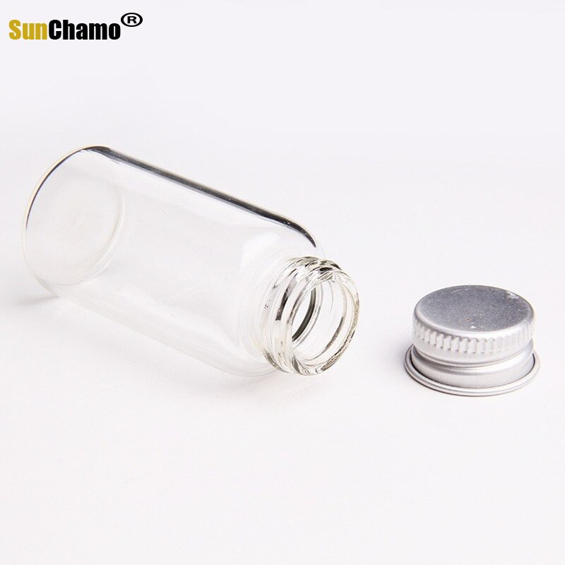 12db 8ml 15ml 20ml 25ml üveg palackok alumínium fedelű kis mini üvegek 4 méretű U-pick átlátszó kívánságpalack