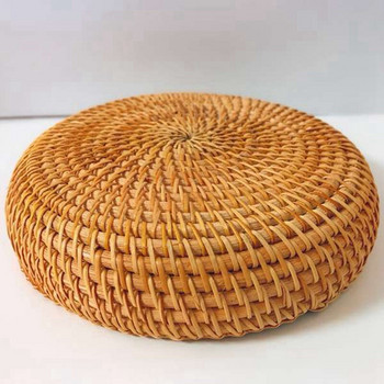 Ръчно тъкана кръгла ратанова кошница с плодове Ратанова кошница Поднос за пикник Кошница за съхранение на храна Плодов хляб Организатор за съхранение на храна
