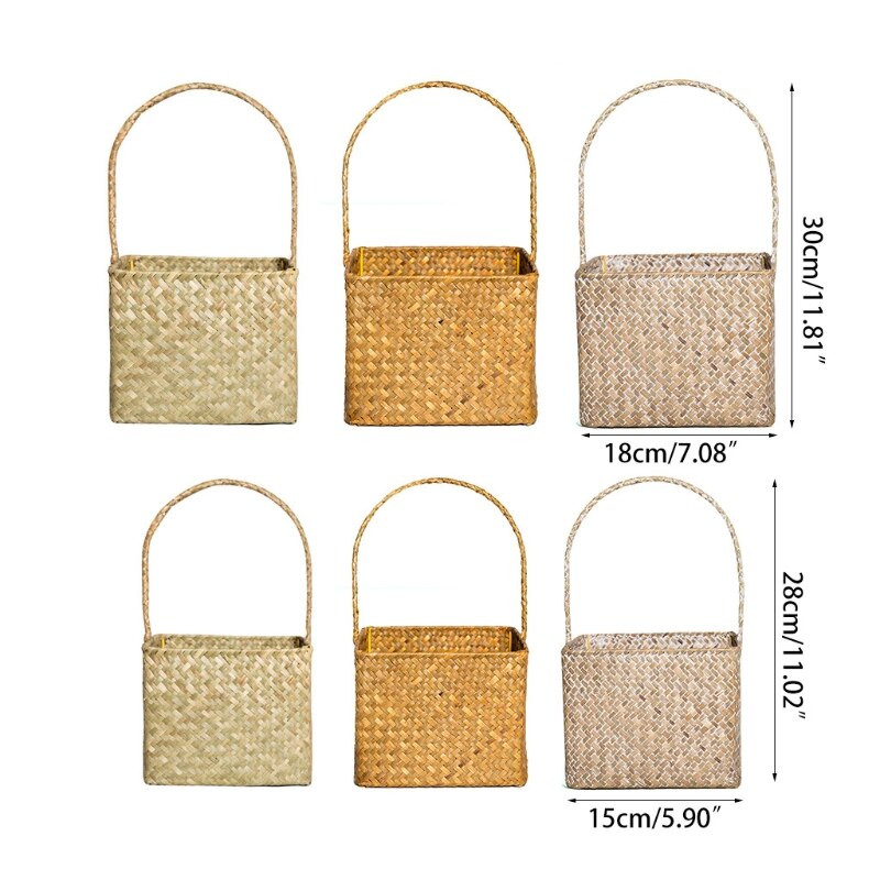 Ins stílusú tengerifű kosár kézzel készített szőtt növényi kosarak különféle virágcserepek díszítésére, háztartási tárolóedényekre