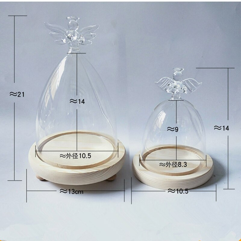 8,5*9 cm-es angyal tetejű üvegkupola váza otthoni dekoráció Különböző alj átlátszó borító barkács Esküvői élő kellék, barát ajándék