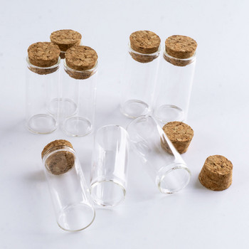 12τμχ Mini Glass Bottle 22*50mm 10ml Vial Cork Crafts Empty Can Container Διαφανές DIY Glass Mini Bottle