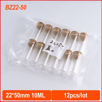 12db mini üvegpalack 22 * 50 mm-es 10 ml-es fiola parafa kézműves üres konténer átlátszó barkácsüveg mini palack