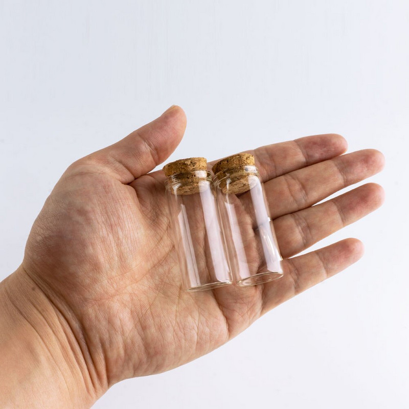 12db mini üvegpalack 22 * 50 mm-es 10 ml-es fiola parafa kézműves üres konténer átlátszó barkácsüveg mini palack