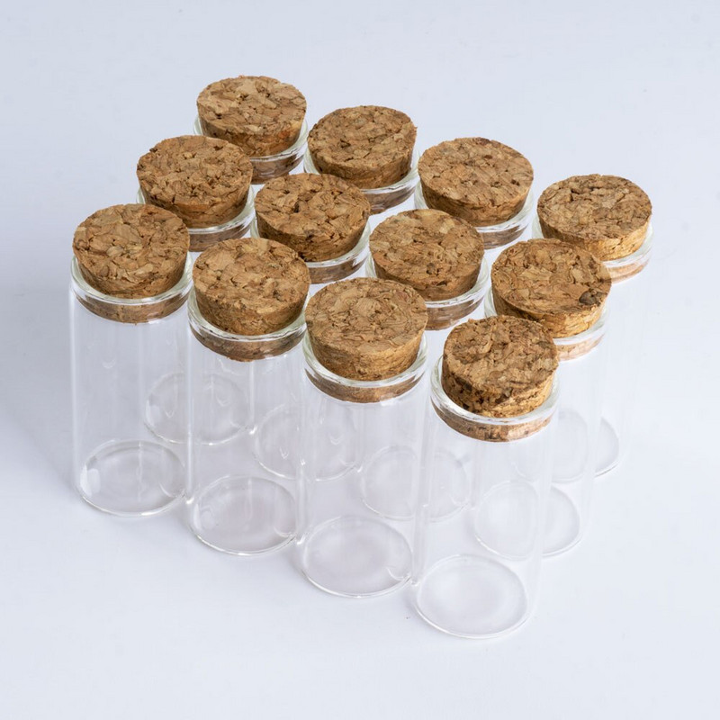 12db mini üvegpalack 22 * 50 mm-es 10 ml-es fiola parafa kézműves üres konténer átlátszó barkácsüveg mini palack