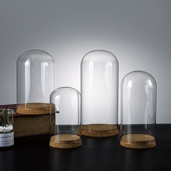 Среден размер Различна ръчно изработена стъклена куполна ваза Декорация на дома Коркова основа Прозрачен капак Направи си сам приятел Подарък Подарък за сватба
