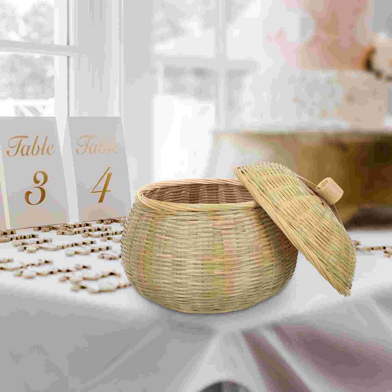 Krepšelis Sandėliavimo krepšeliai Austi kiaušinių rotango dangtelis Pinti vaisiai Duonos piknikas Jūros žolių padėklas Dekoratyvinis gluosnio apvalus dangtelis šviežias dubuo