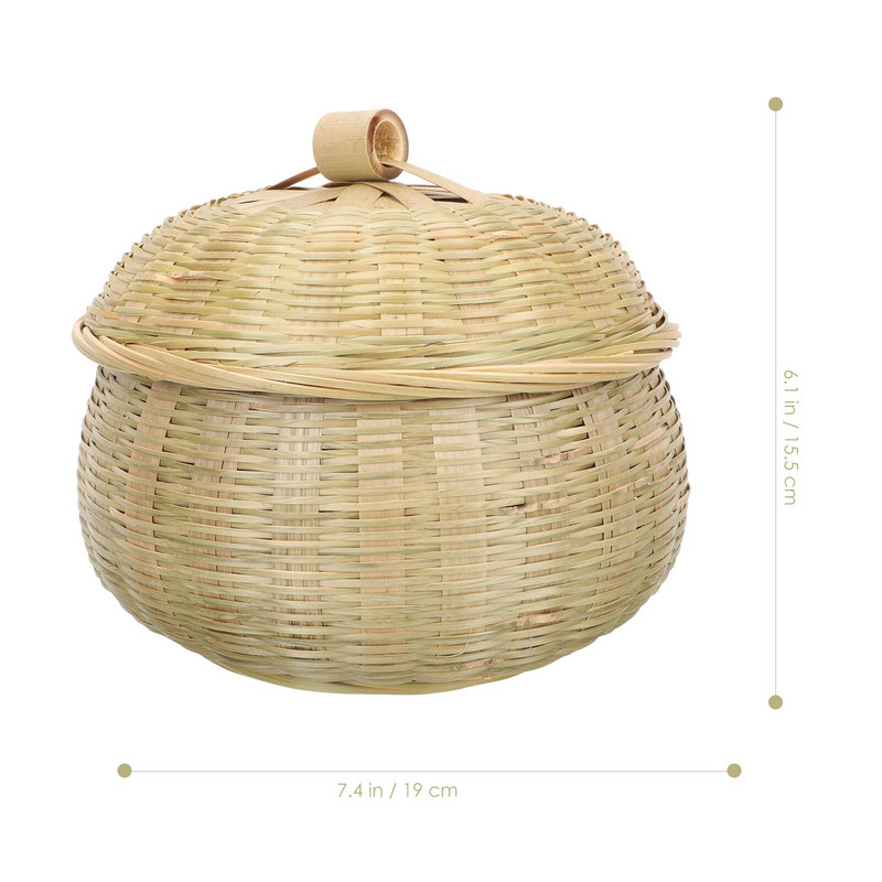 Krepšelis Sandėliavimo krepšeliai Austi kiaušinių rotango dangtelis Pinti vaisiai Duonos piknikas Jūros žolių padėklas Dekoratyvinis gluosnio apvalus dangtelis šviežias dubuo