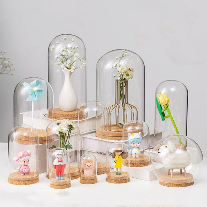 12 * 26 cm Vază cu dom din sticlă de marime Decorare pentru casă Bază de plută Husă transparentă DIY Prieten cadou pentru cadou pentru nuntă Live Prop