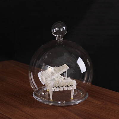 Átmérő = 15 cm nagy méretű, kis golyós tetejű kerek üvegkupola váza lakberendezési kreatív üveg alaptakaró barkácsolás barát ajándék esküvő
